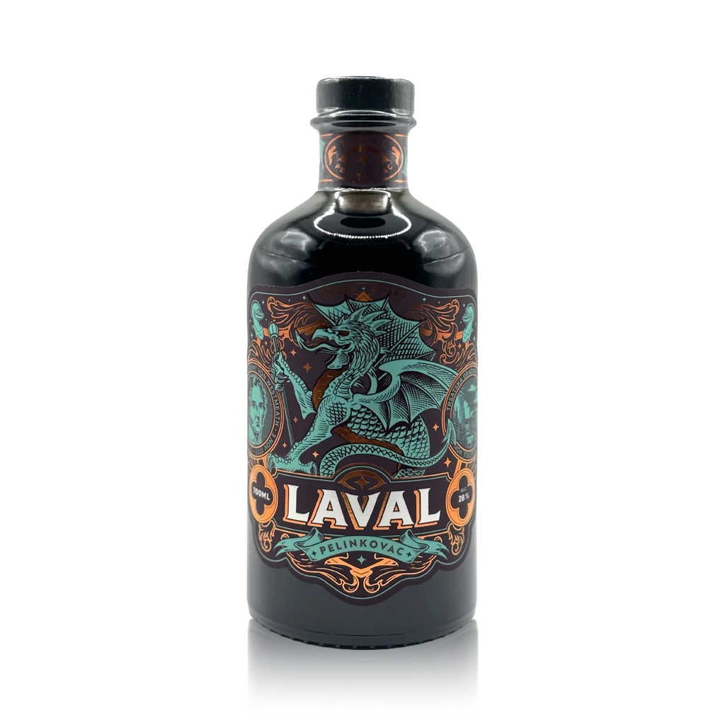 0.2L bottle of Laval Pelinkovac on a white background