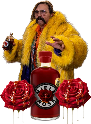 Suza Miele Rosa liker boca i Mrle na ružičastoj pozadini